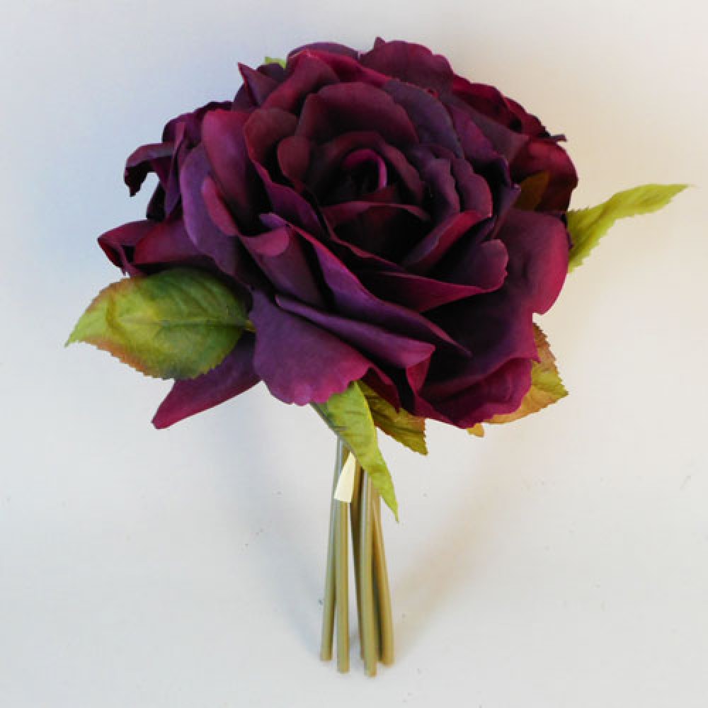 Artificial English Roses Bundle Burgundy 24cm Artificial Flowers